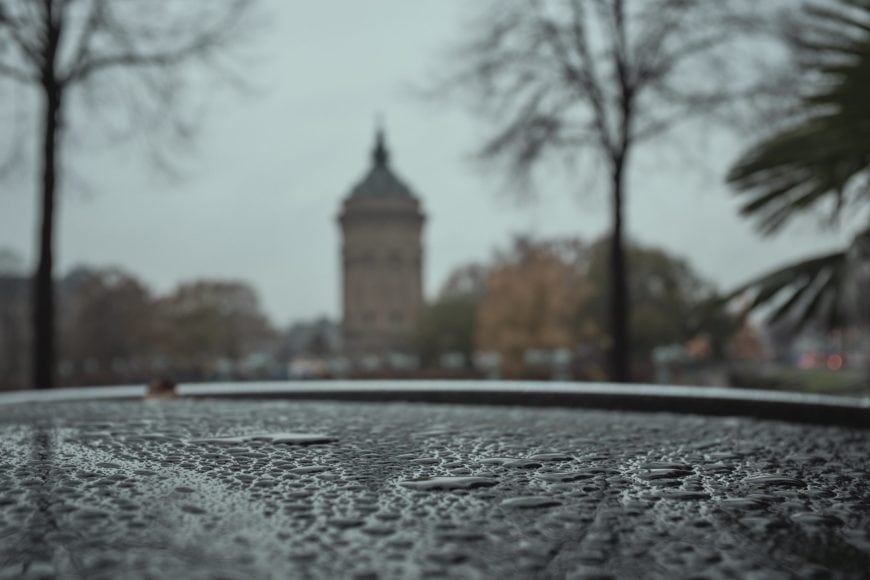 Mannheim Wasserturm bei Regen